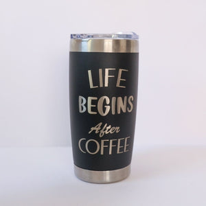 Termo Negro "Life Begins After Coffee"